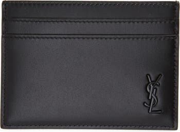 Saint Laurent khaki monogram leather card holder