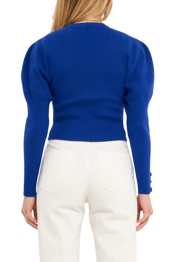 Endless Rose Juliet Sleeve Rib Sweater In Blue