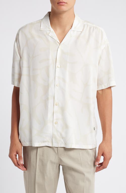 Shop Hugo Boss Boss Drew Relaxed Fit Lyocell Camp Shirt In Open White