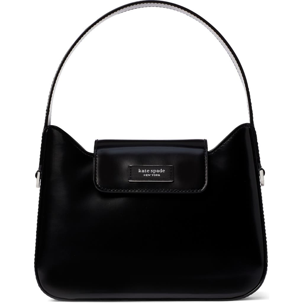Shop Kate Spade New York Mini Sam Icon Spazzolato Leather Shoulder Bag In Black