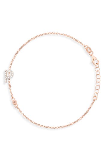 Meshmerise Diamond Initial Bezel Bracelet In Rose-p