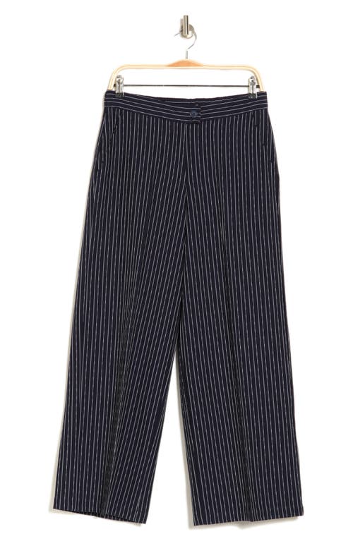 Shop Adrianna Papell Pinstripe Pants In Blue Moon/white