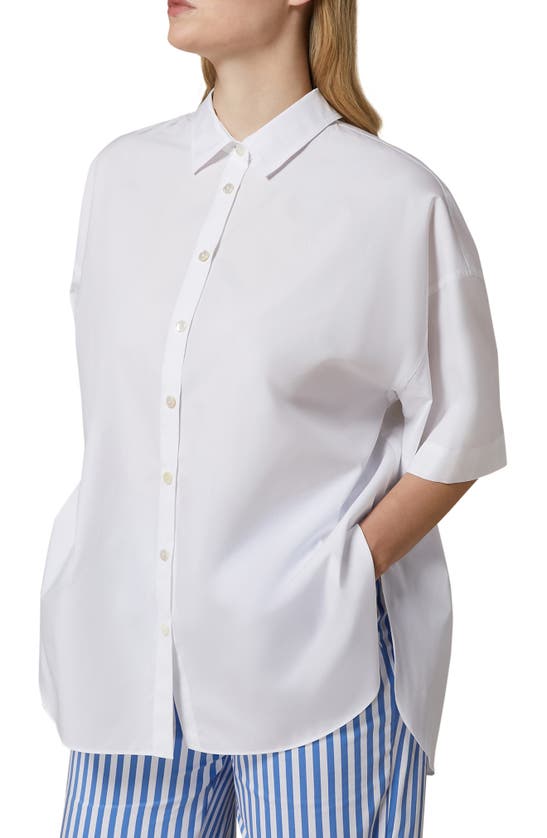 Shop Marina Rinaldi Harry Cotton Poplin Button-up Shirt In White