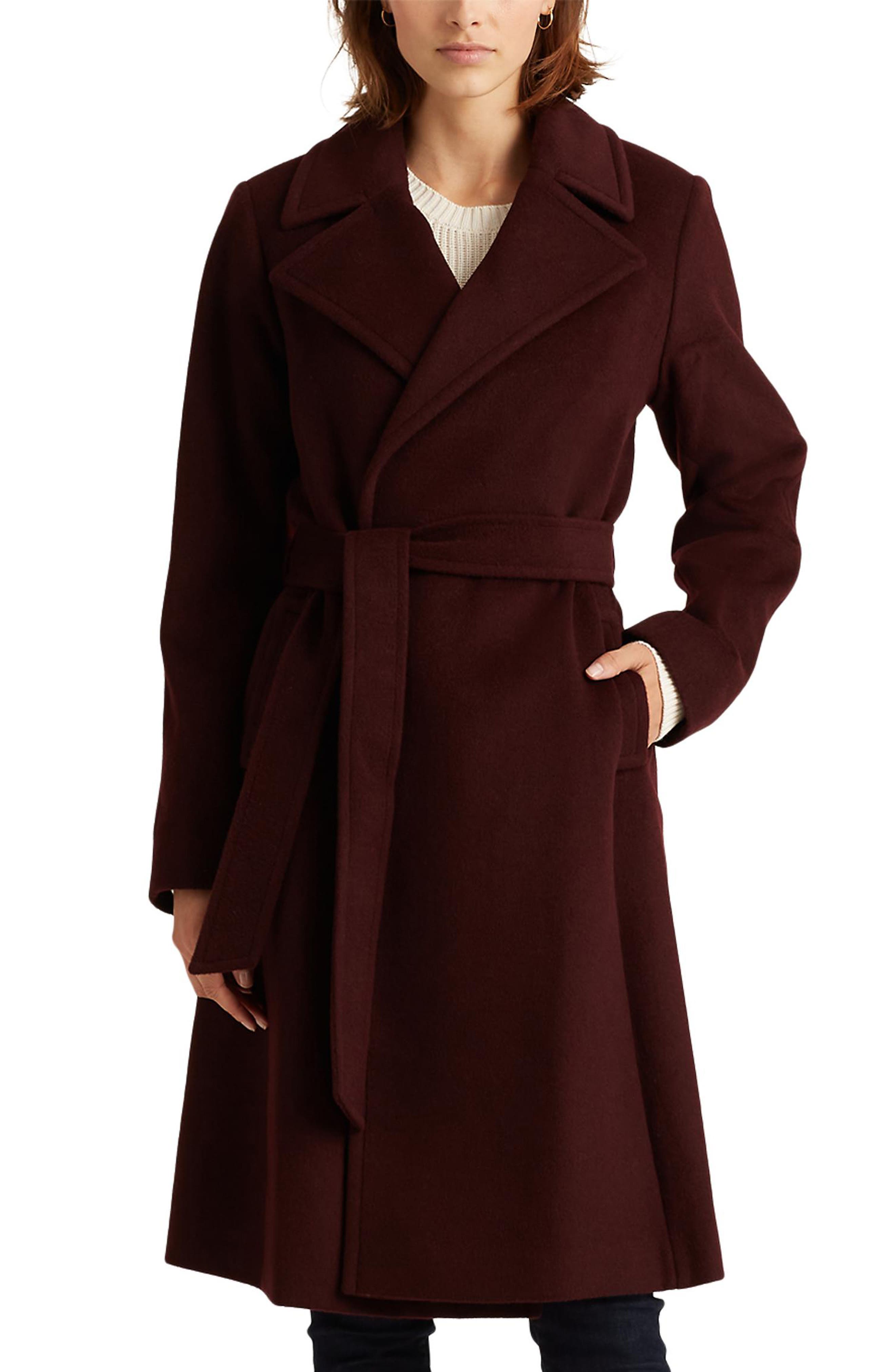 burgundy coat womens