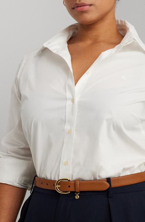 Shop Lauren Ralph Lauren No-iron Stretch Cotton Shirt In White