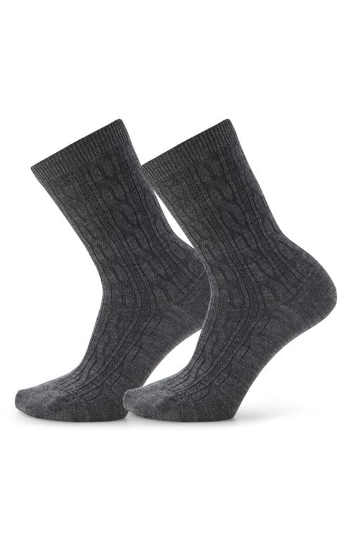 Smartwool Everyday 2-pack Wool Blend Cable Crew Socks In Medium Gray