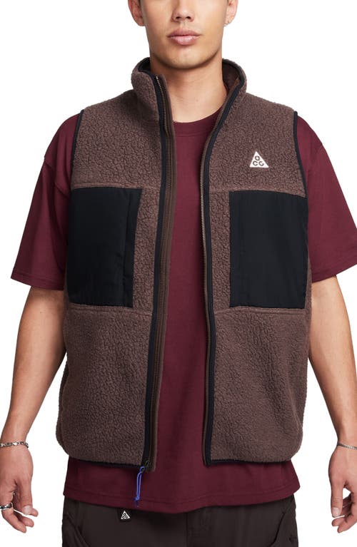 Shop Nike Acg Arctic Wolf High Pile Fleece Vest In Baroque Brown/black