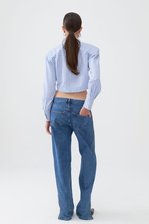 Shop Nocturne Boyfriend Jeans With Side Combination Zipper In Blue