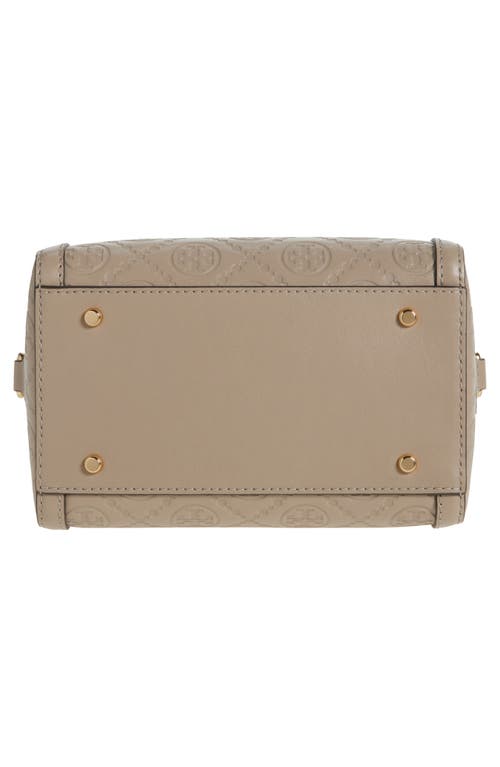 Shop Tory Burch Petite T Monogram Leather Barrel Bag In Fresh Clay