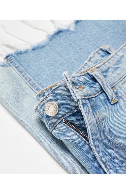 Shop Mango Frayed Denim Maxi Skirt In Medium Blue