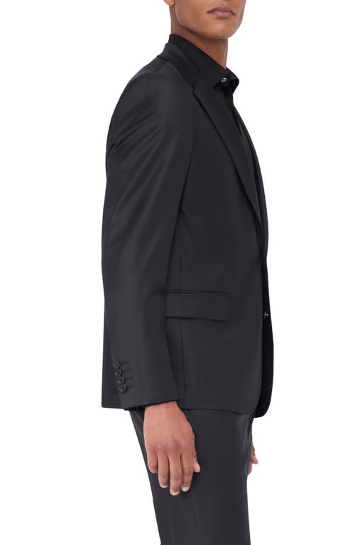 Shop Bugatchi Solid Stretch Wool Travel Blazer In Black