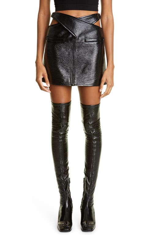 Courrèges Crisscross Cutout Vinyl Miniskirt in Black at Nordstrom, Size 10 Us