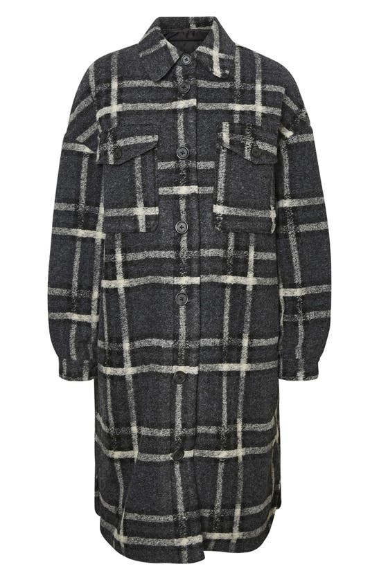 Click to view more detailed imagery on our partner's website Vero Moda Chrissie Longline Plaid Shirt In Dark Grey Melange
