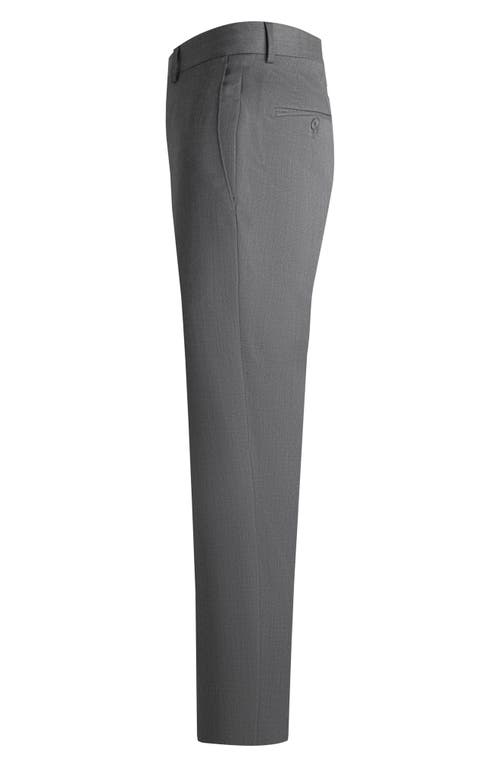 Shop Samuelsohn Flat Front Straight Leg Wool Dress Pants In Mid Grey