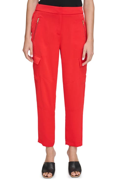 Ketyyh-chn99 Casual Pants for Womens Sweat Pants Women Casual Fall Straight  Leg Waist Pants Red,XL