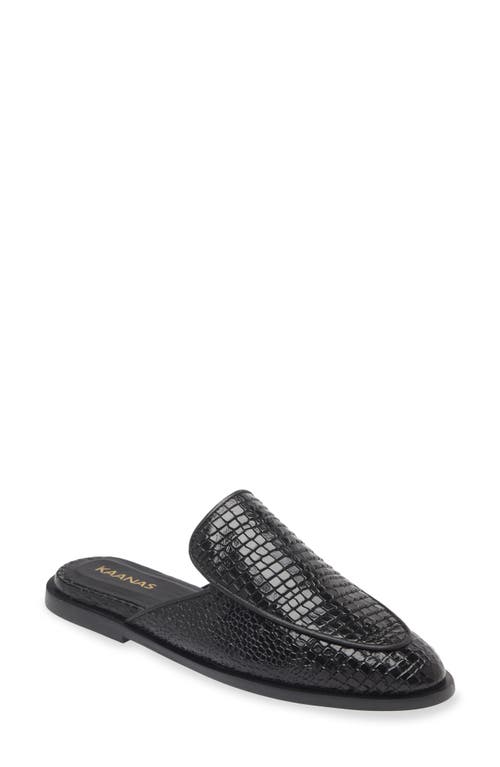 Kaanas Sardinia Croc Embossed Mule in Black