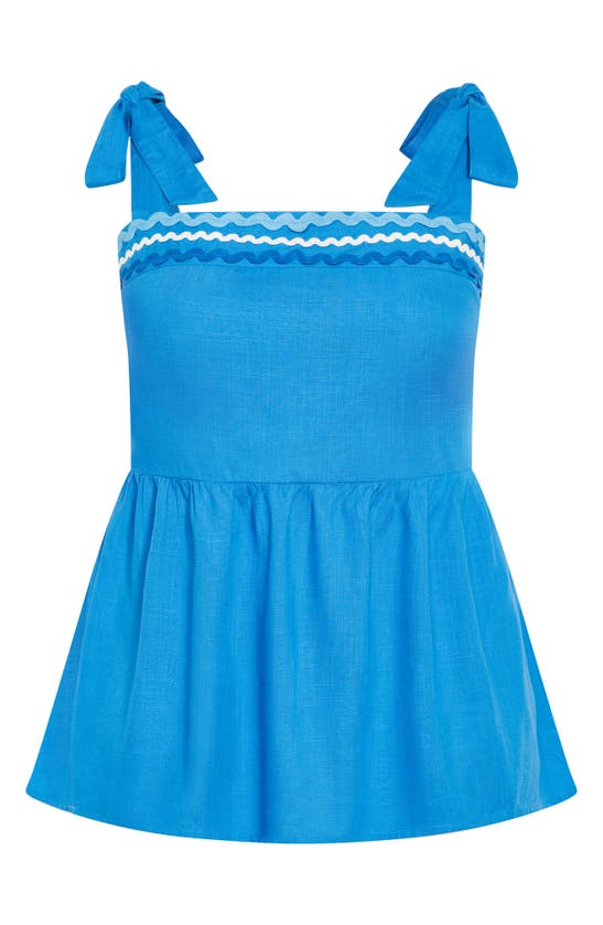 City Chic Paradiso Tie Strap Tank In Ice Blue
