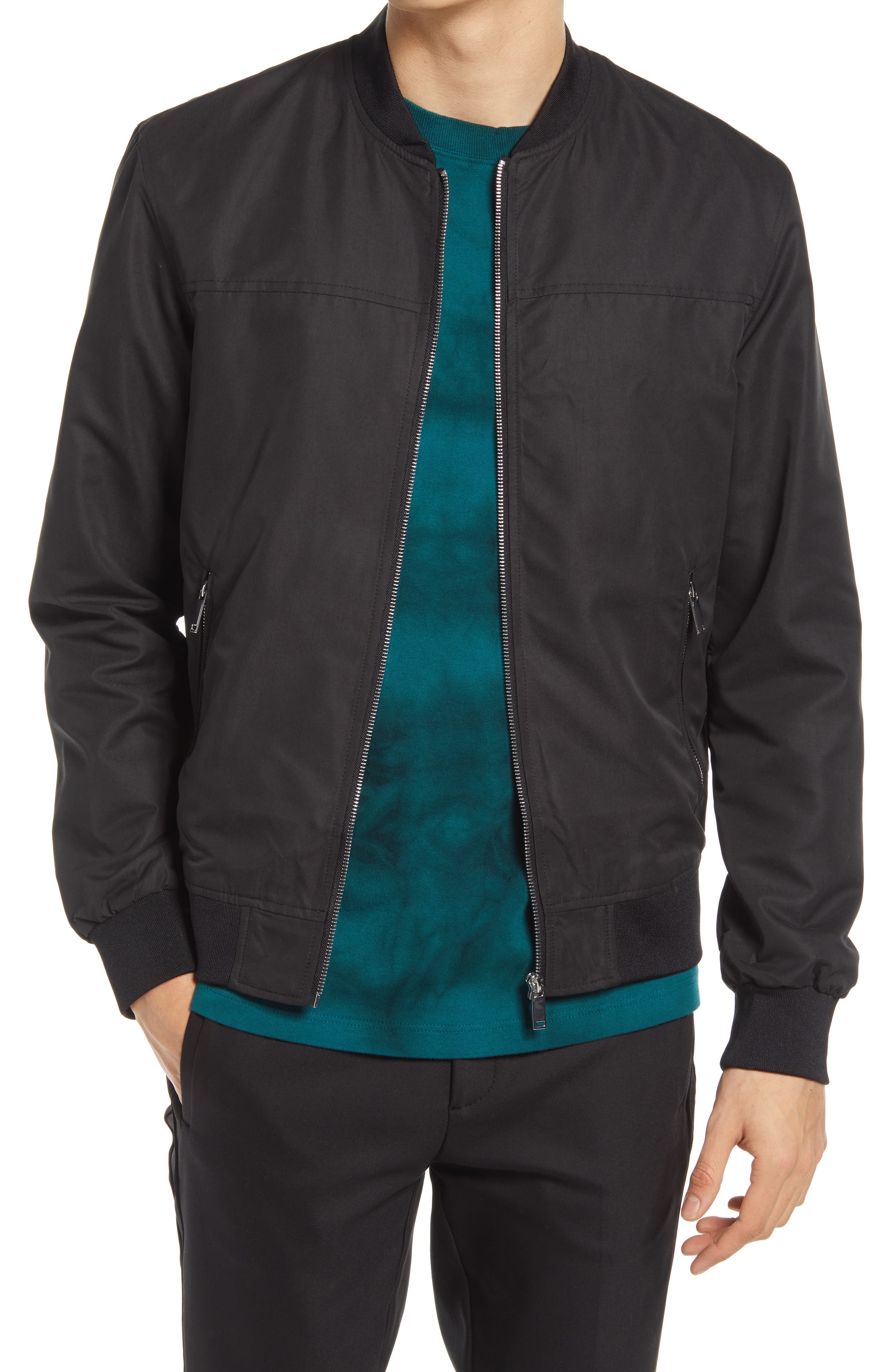 UPC 039825000056 product image for Men's River Island Bomber Jacket, Size X-Small - Black | upcitemdb.com