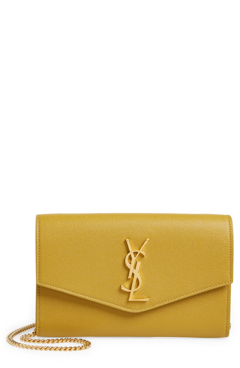 Saint Laurent Uptown Pebbled Calfskin Leather Wallet on a Chain | Nordstrom