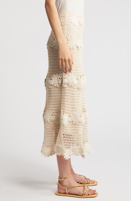 Shop Kobi Halperin Presley Floral Crochet Cotton Midi Skirt In Natural