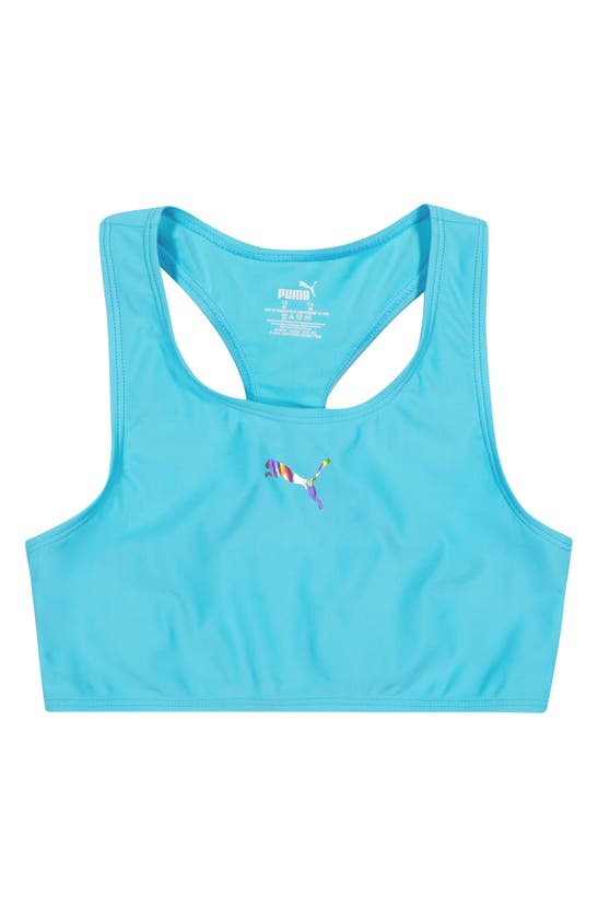 Shop Puma Kids' Racerback Two-piece Swimsuit In Mineral Blue