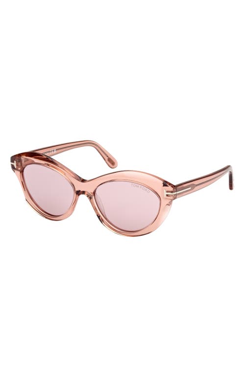 Shop Tom Ford Toni 55mm Oval Sunglasses In Shiny Light Rose/pink Silver