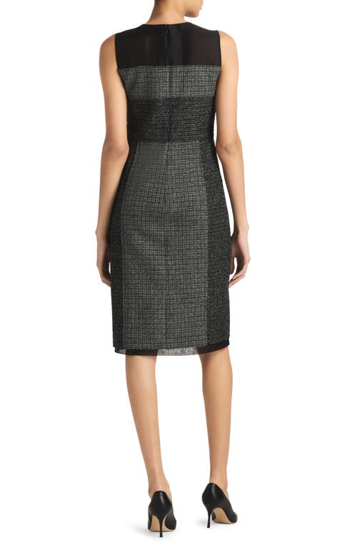 Shop St John St. John Collection Micropattern Mixed Tweed Sheath Dress In Gray/ecru/black Multi