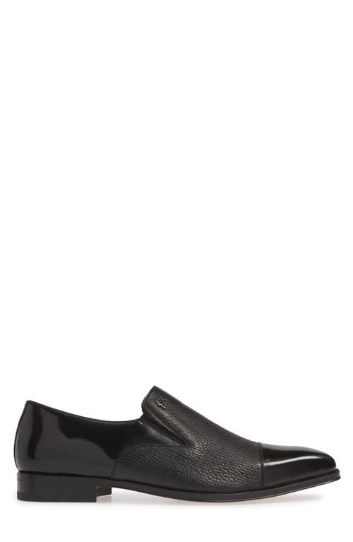 Shop Mezlan Milani Cap Toe Slip-on In Black Leather/deerskin