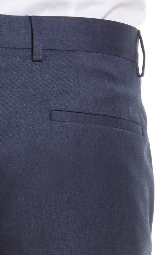 Hugo Boss Leenon Flat Front Regular Fit Solid Wool Trousers In Open Blue