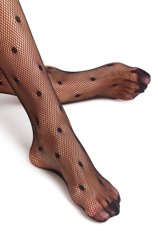 Shop Falke Dot Fishnet Stay-up Stockings In Black