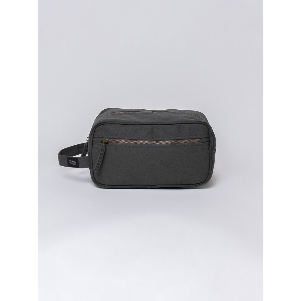 Terra Thread Organic Cotton Toiletry Bag In Charcoal Grey