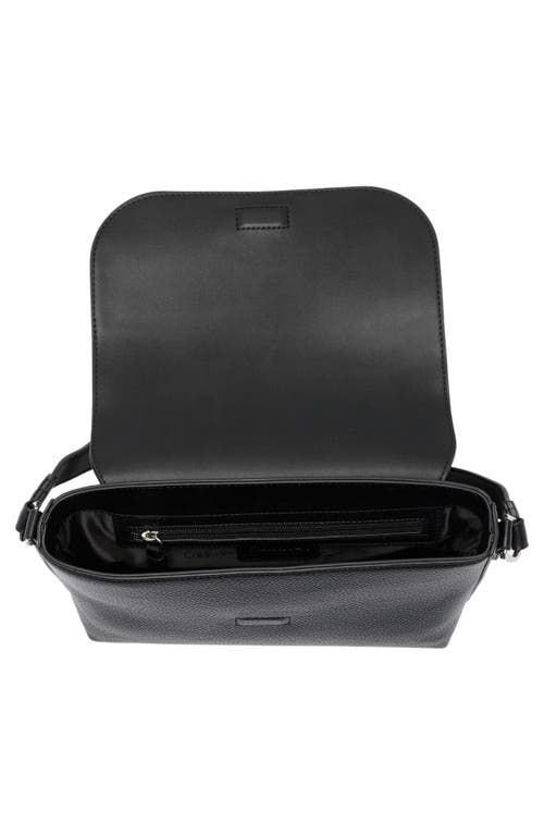 Shop Calvin Klein Millie Flap Shoulder Bag In Black/silver