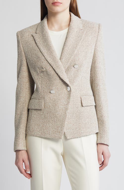 BOSS Jocanah Textured Double Breasted Sport Coat Beige Boucle at Nordstrom,