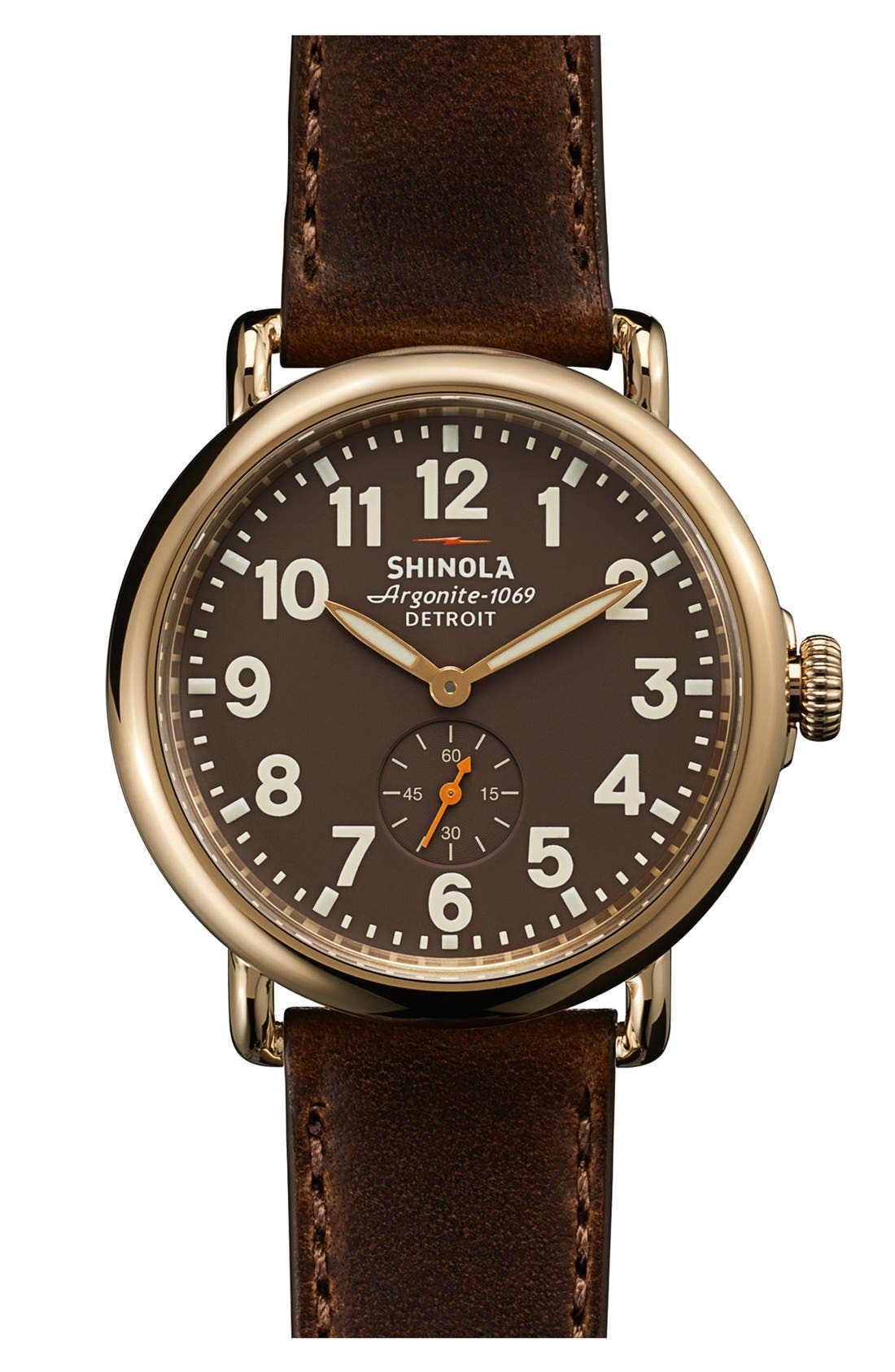 Shinola 'The Runwell' Leather Strap Watch, 41mm Nordstrom