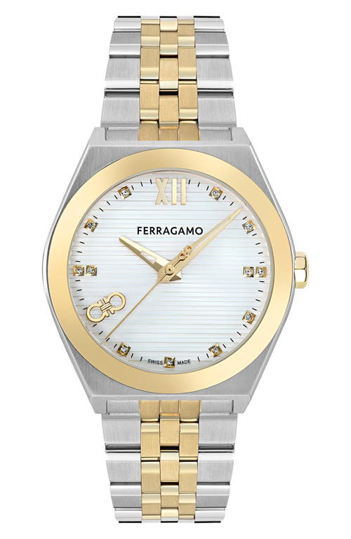 Shop Ferragamo Vega Two-tone Bracelet Watch, 40mm In Two Tone