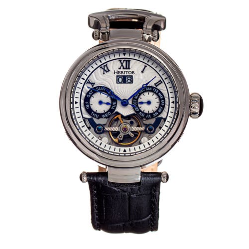 HERITOR AUTOMATIC HERITOR AUTOMATIC GANZI SEMI-SKELETON LEATHER-BAND WATCH