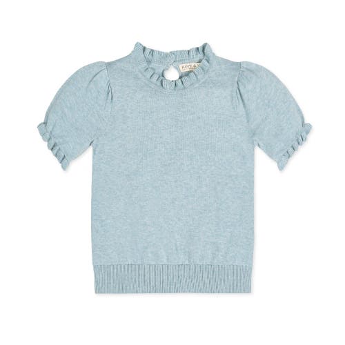 Shop Hope & Henry Baby Girls' Organic Puff Sleeve Sweater, Infant In Dusty Blue Heather