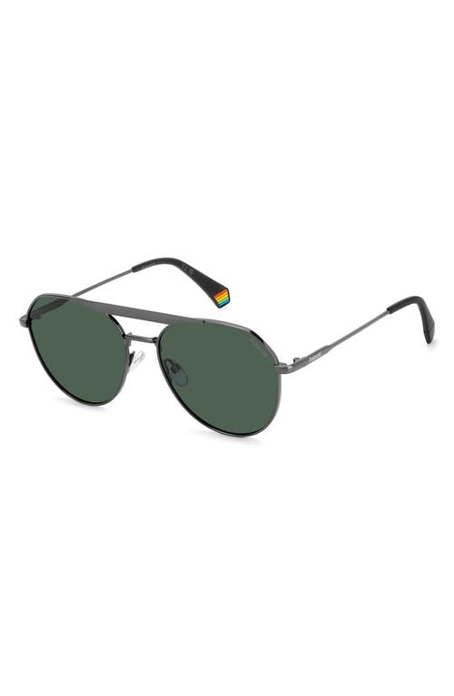 Shop Polaroid 57mm Polarized Aviator Sunglasses In Dark Ruthen/green Polarized