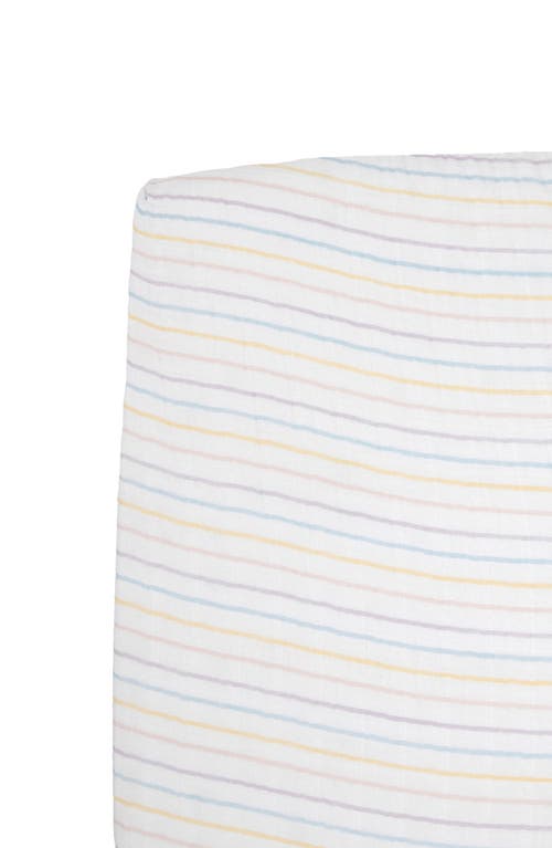 little unicorn Cotton Muslin Crib Sheet in Unicorn Stripe at Nordstrom