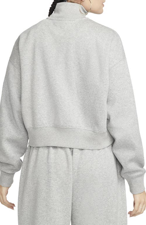 Nike Phoenix Fleece Cropped Quarter Zip Sweatshirt In Gray In Dark Grey Heather/sail