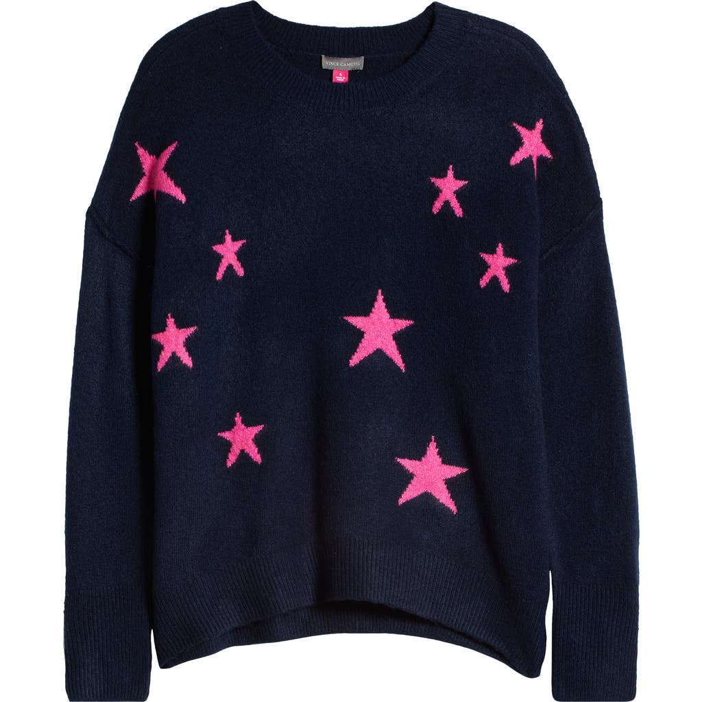 Vince Camuto Star Crewneck Sweater In Classic Navy