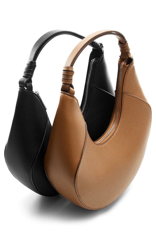 Shop Mango Faux Leather Hobo Bag In Medium Brown