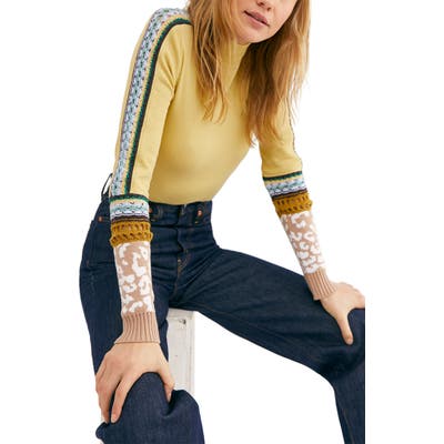 Free People Switch It Up Thermal Top, Yellow