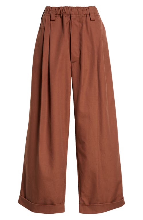 Shop Meryll Rogge Elastic Waist Cuff Hem Cotton Wide Leg Pants In Maroon