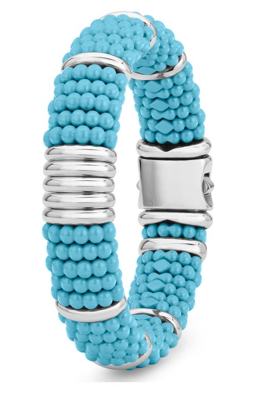 Shop Lagos Blue Caviar Ceramic Rope Bracelet In Silver/blue