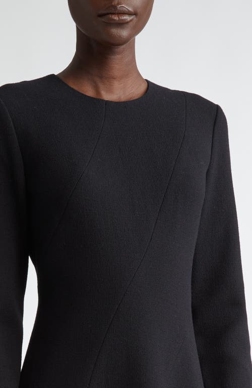 Shop Lafayette 148 New York Long Sleeve Wool Nouveau Crepe Dress In Black