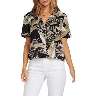 Plus Size Volcom Gen Wow Leopard Print Shirt, Black