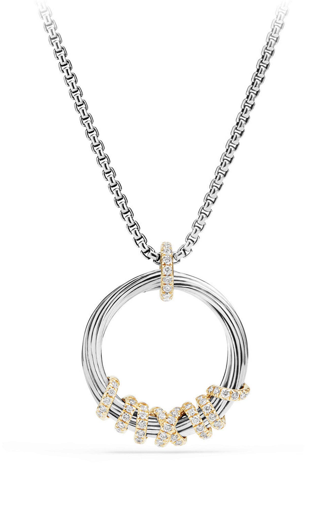 David Yurman Helena Medium Pendant Necklace with Diamonds & 18K Gold