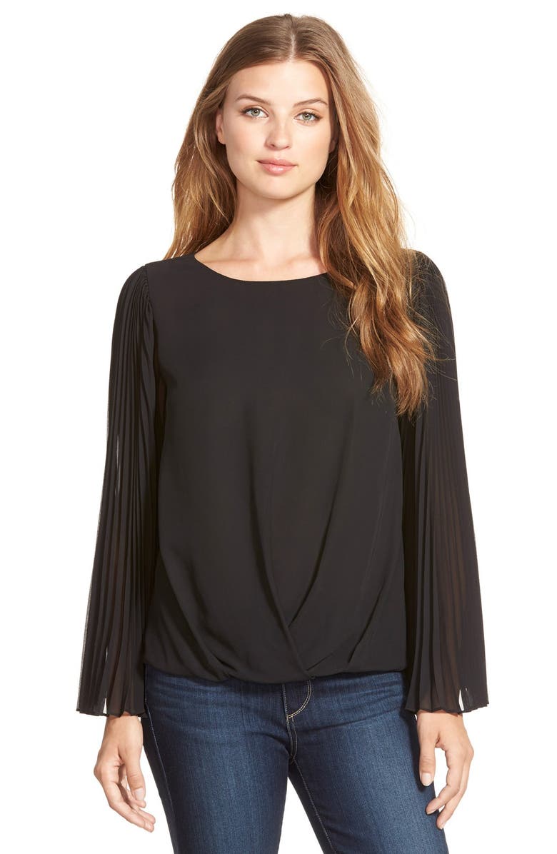 Vince Camuto Pleated Sleeve Foldover Blouse | Nordstrom