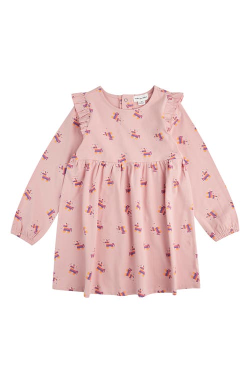 Shop Miles The Label Kids' Piñata Print Long Sleeve French Terry Dress In Pink